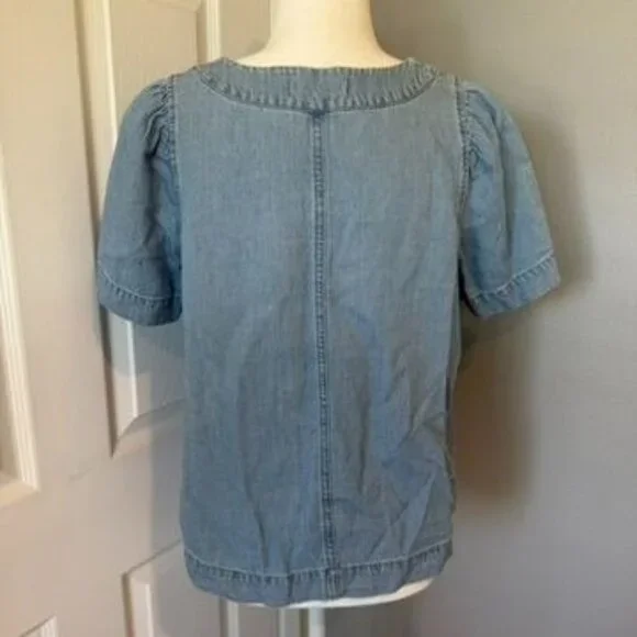 Madewell Cotton Linen Blend Denim Swing Top Size Small - Picture 2 of 4
